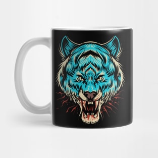 blue tiger head illustration Mug